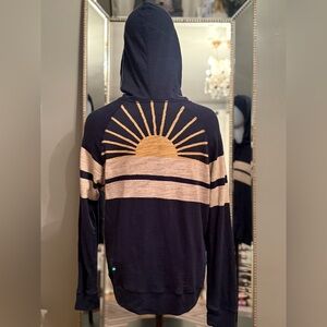 Faherty Sunwashed Sunburst Stripe Slub Organic Cotton Hoodie Size Small